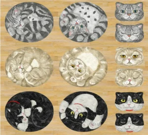 Kokka Home Decor - Maru Animals (Cats) ~ Cotton Sheeting ~ Home Decor Bag Fabrics ~ Japanese Fabric